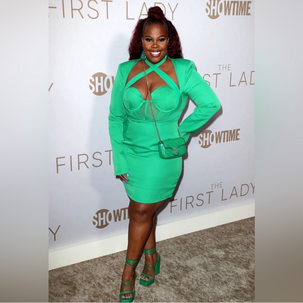 Emerald Green Corset Blazer dress - Picture 4 of 8